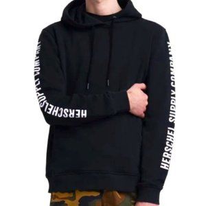 HERSCHEL SUPPLY COMPANY Black Logo On Sleeve Hoodie Sweater size Medium